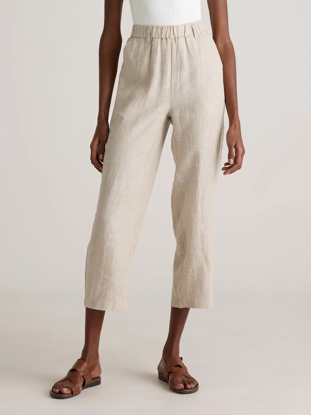 Nwt Quince Cropped 100% European Linen Pants In Light Beige Size 3x
